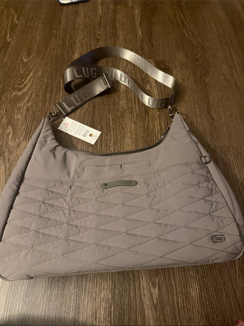 lug Quilted nilsa bag in Light Gray with Logo Strap